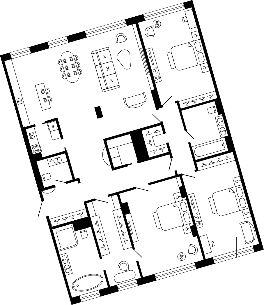 Планировка — 17/33, 4-комн., 232 м²