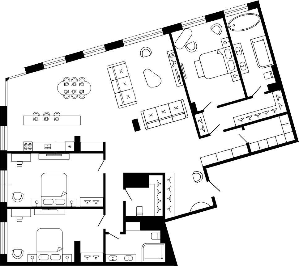 Планировка — 17/33, 4-комн., 218 м²