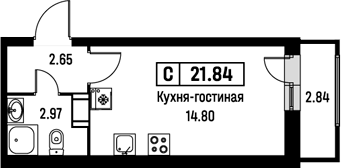 Планировка — Урбанист, Студия, 20 м²