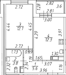 Планировка — Полис ЛАВрики, 2-комн., 34 м²