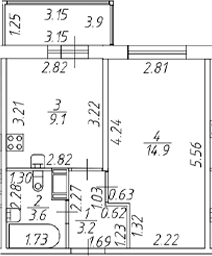 Планировка — Полис ЛАВрики, 1-комн., 31 м²