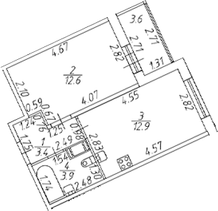 Планировка — Полис ЛАВрики, 2-комн., 33 м²