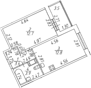 Планировка — Полис ЛАВрики, 2-комн., 33 м²
