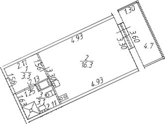 Планировка — Полис ЛАВрики, Студия, 23 м²