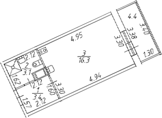 Планировка — Полис ЛАВрики, Студия, 23 м²