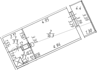 Планировка — Полис ЛАВрики, Студия, 23 м²
