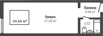 Планировка — Life Apart Октябрьская, Студия, 35 м²