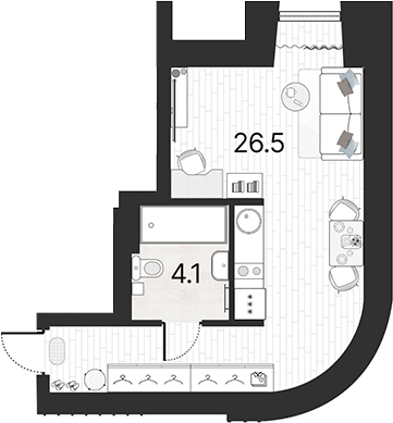 Планировка — Serebro by Avenue-apart, Студия, 31 м²