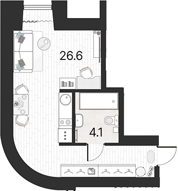 Планировка — Serebro by Avenue-apart, Студия, 31 м²