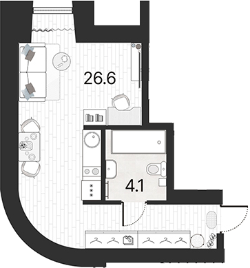 Планировка — Serebro by Avenue-apart, Студия, 31 м²