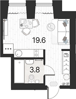 Планировка — Serebro by Avenue-apart, Студия, 23 м²