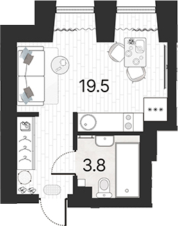Планировка — Serebro by Avenue-apart, Студия, 23 м²