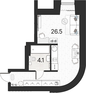 Планировка — Serebro by Avenue-apart, Студия, 31 м²