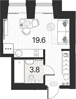 Планировка — Serebro by Avenue-apart, Студия, 23 м²