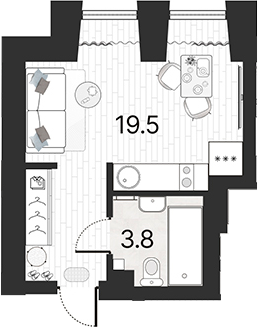 Планировка — Serebro by Avenue-apart, Студия, 23 м²