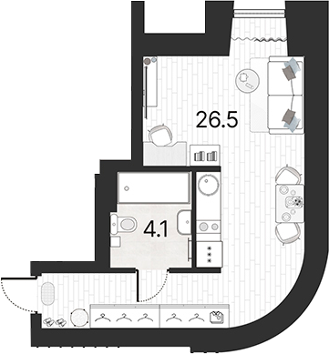 Планировка — Serebro by Avenue-apart, Студия, 31 м²