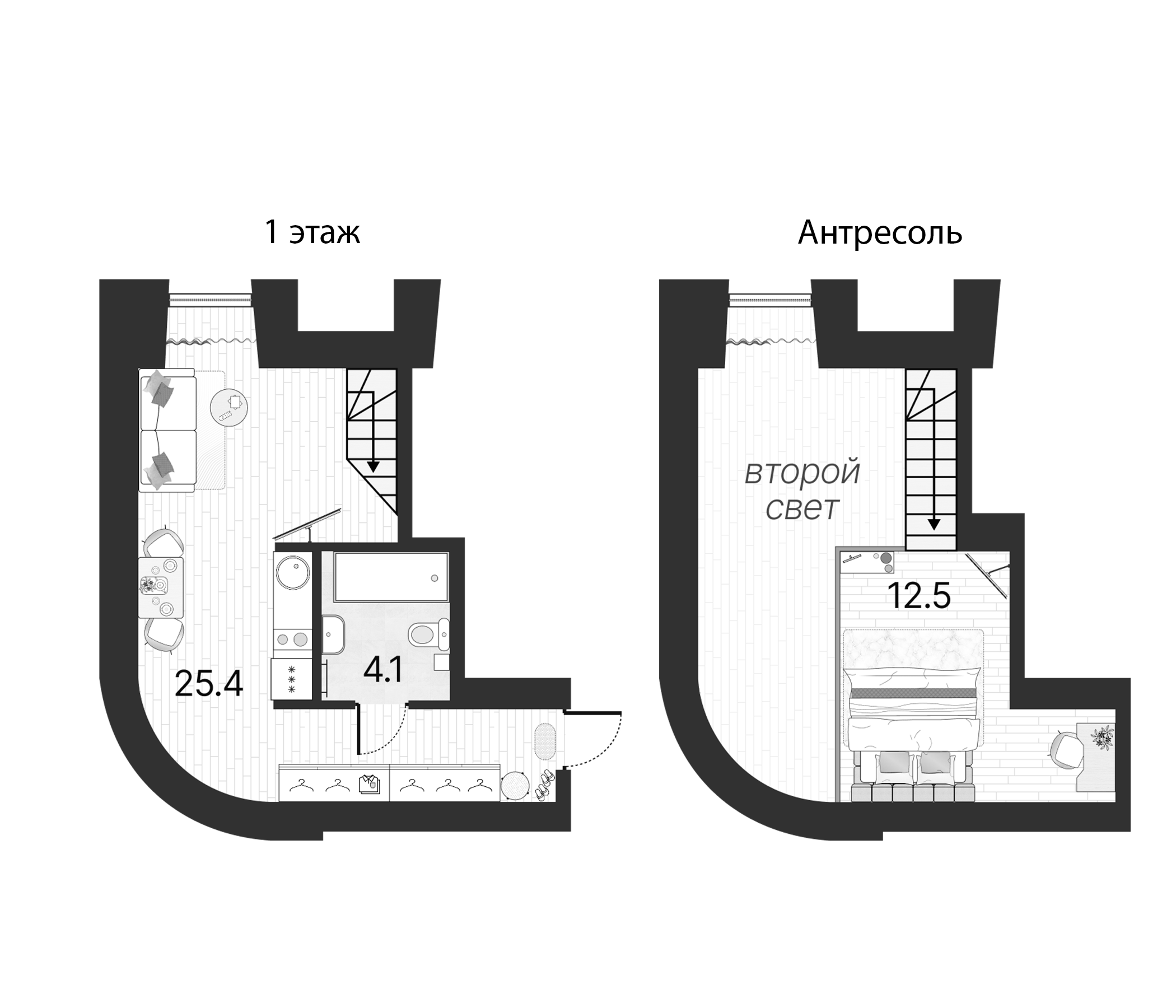 Планировка — Serebro by Avenue-apart, 2-комн., 41 м²
