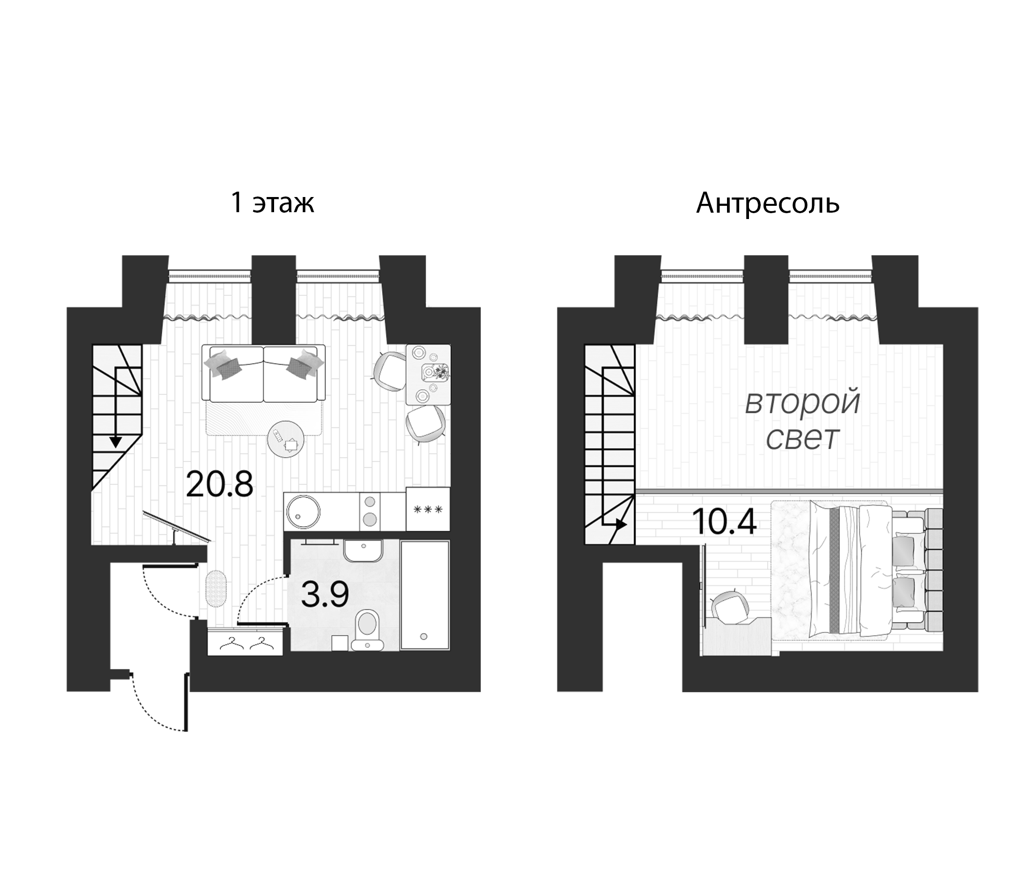 Планировка — Serebro by Avenue-apart, 2-комн., 35 м²