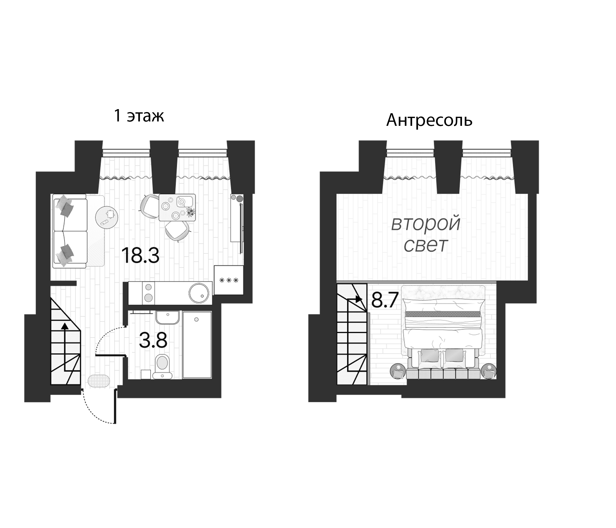 Планировка — Serebro by Avenue-apart, 2-комн., 31 м²