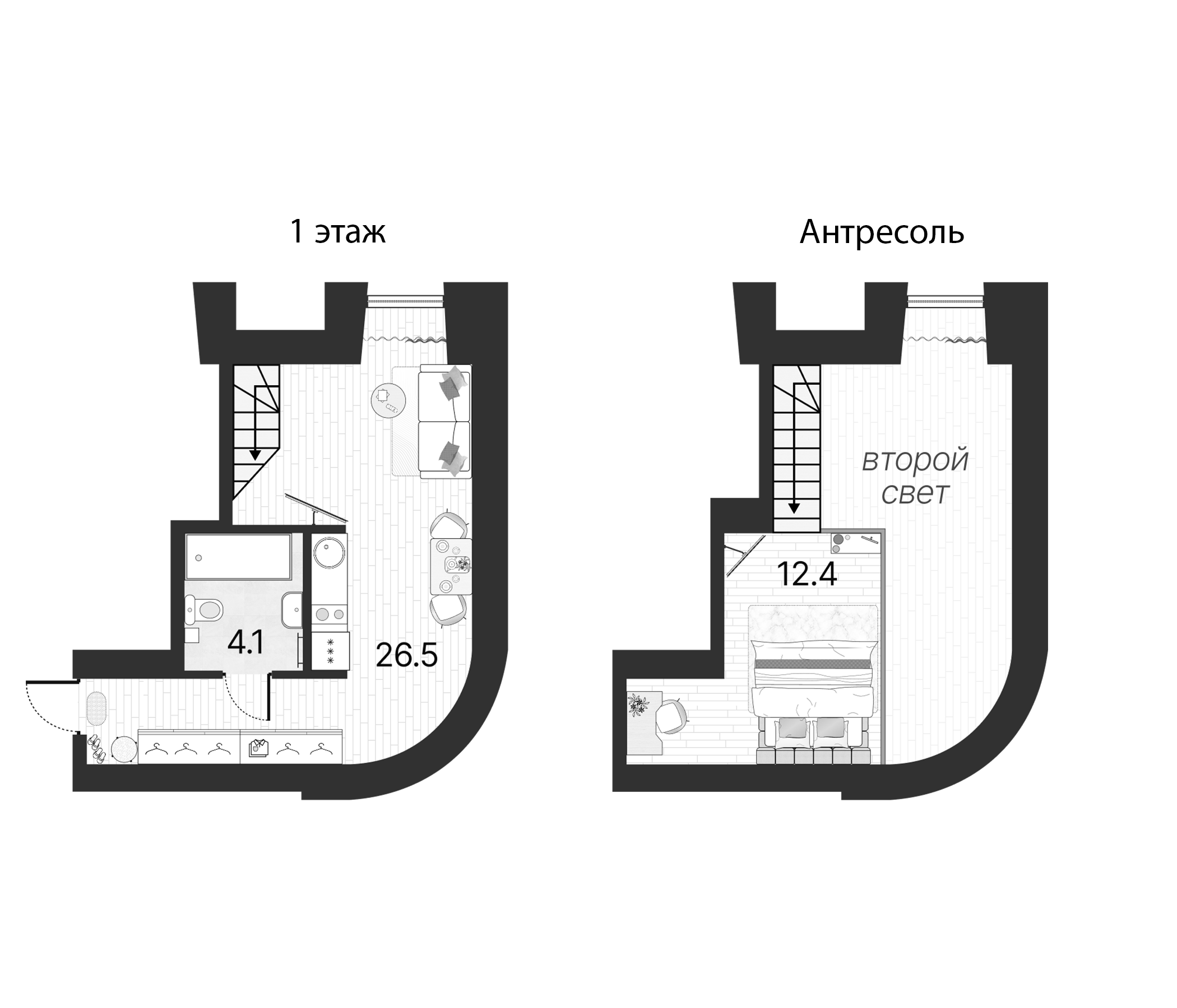 Планировка — Serebro by Avenue-apart, 2-комн., 43 м²