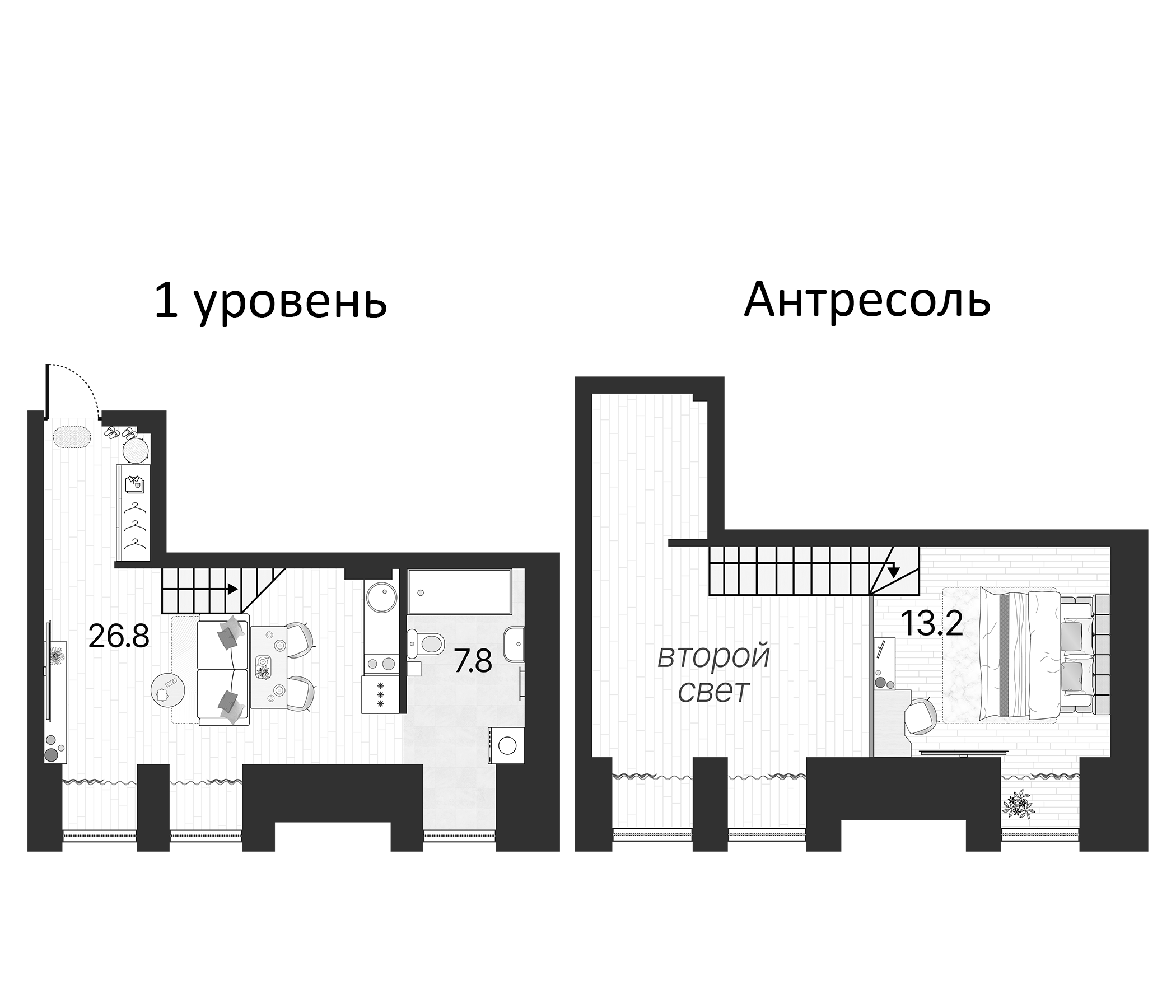 Планировка — Serebro by Avenue-apart, 2-комн., 48 м²