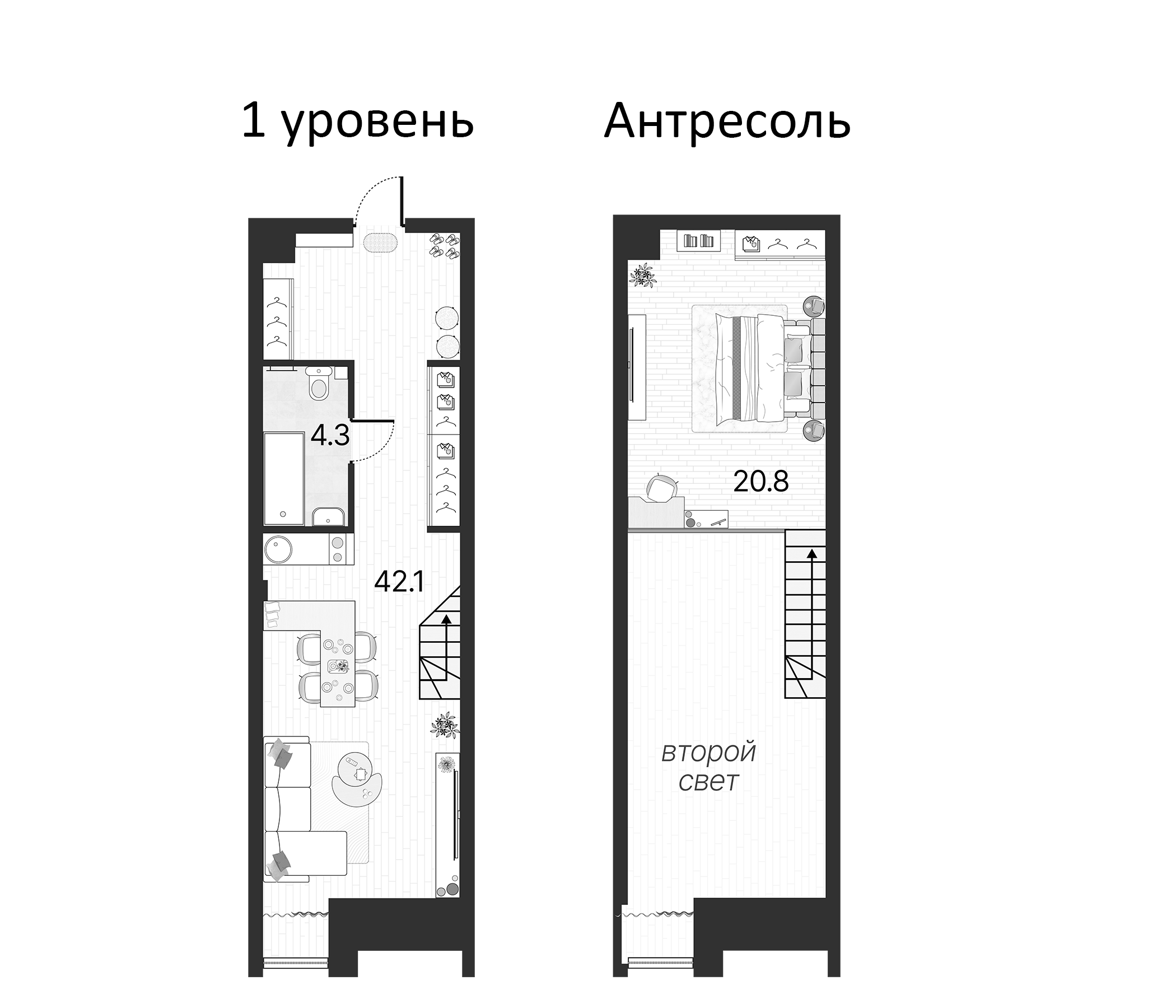 Планировка — Serebro by Avenue-apart, 2-комн., 67 м²