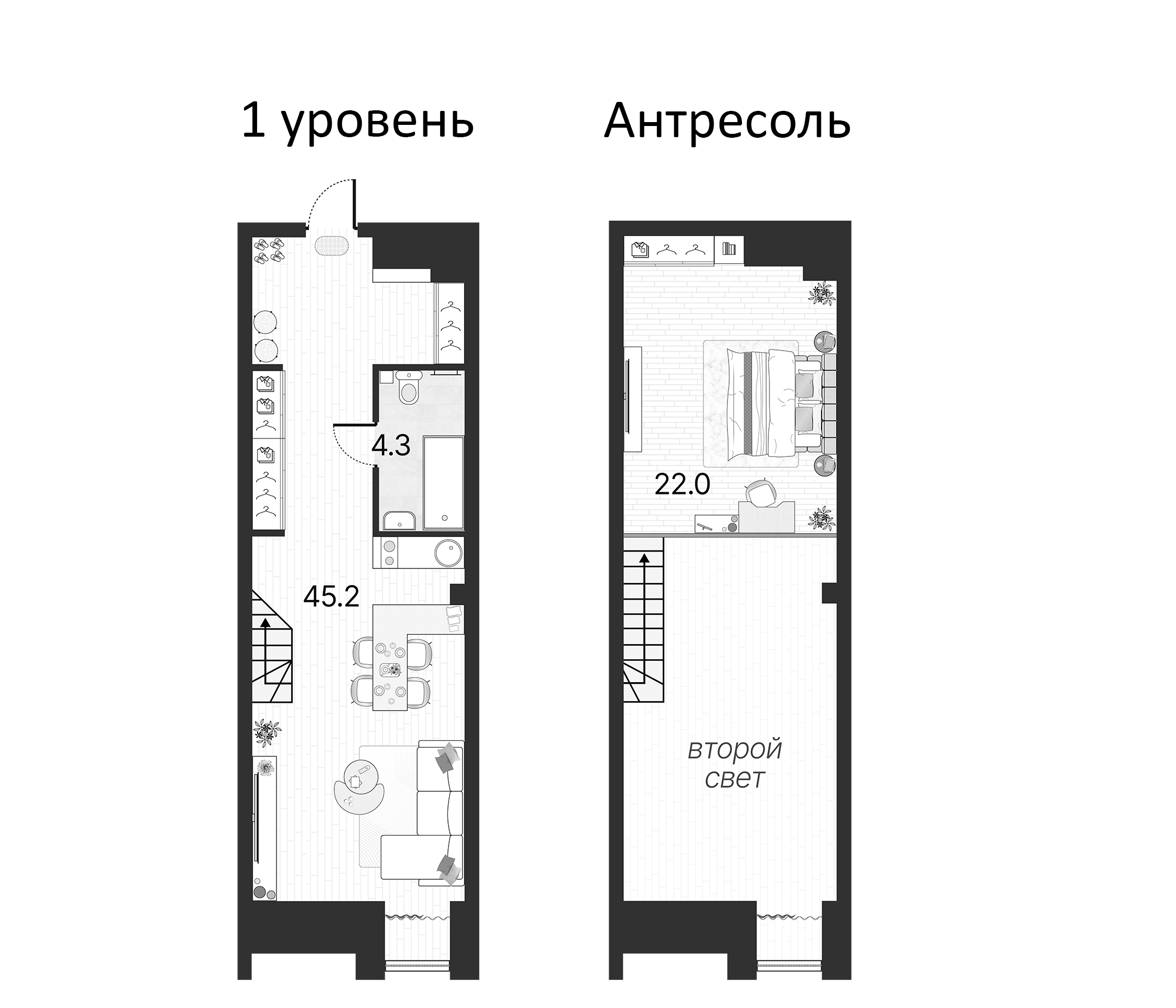 Планировка — Serebro by Avenue-apart, 2-комн., 72 м²