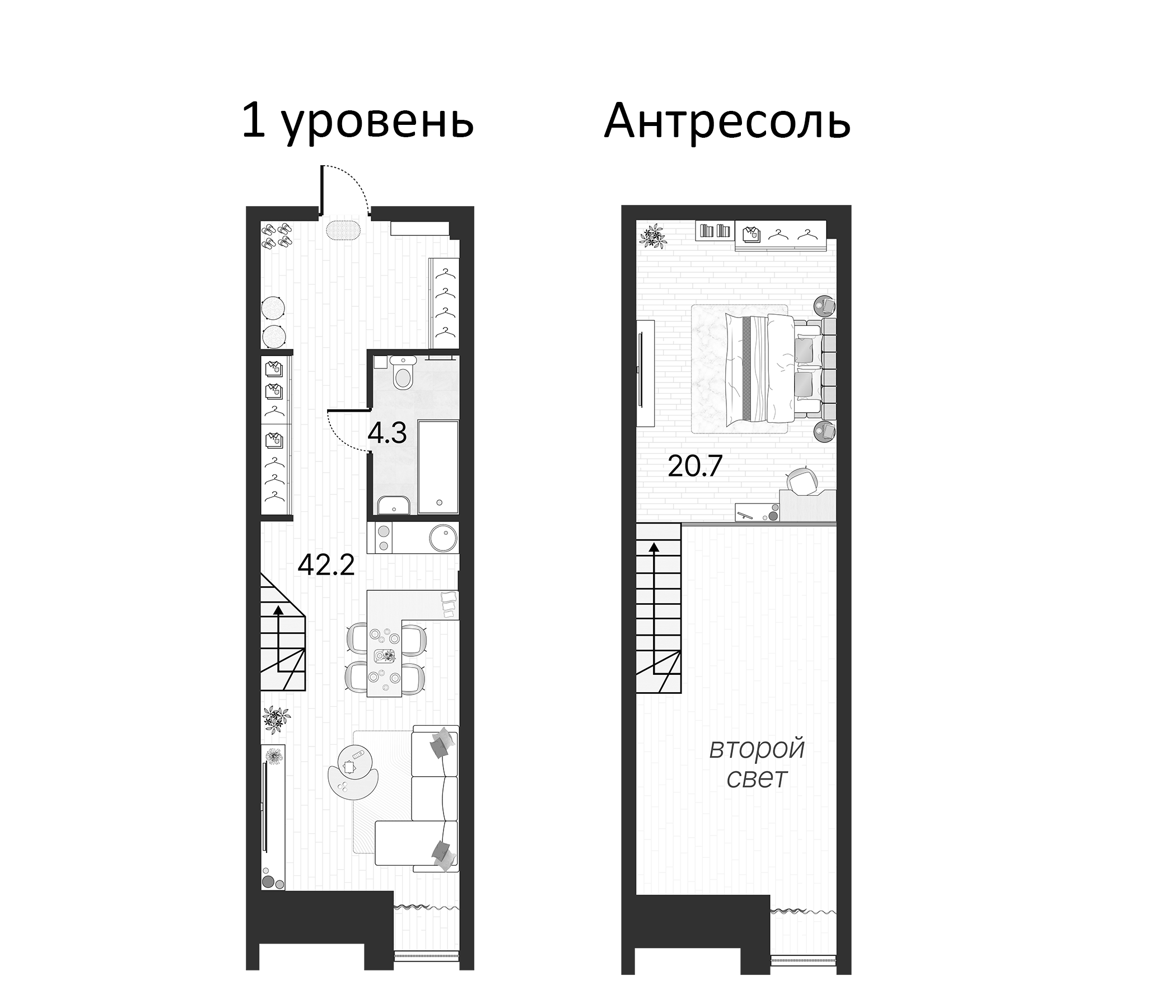 Планировка — Serebro by Avenue-apart, 2-комн., 67 м²