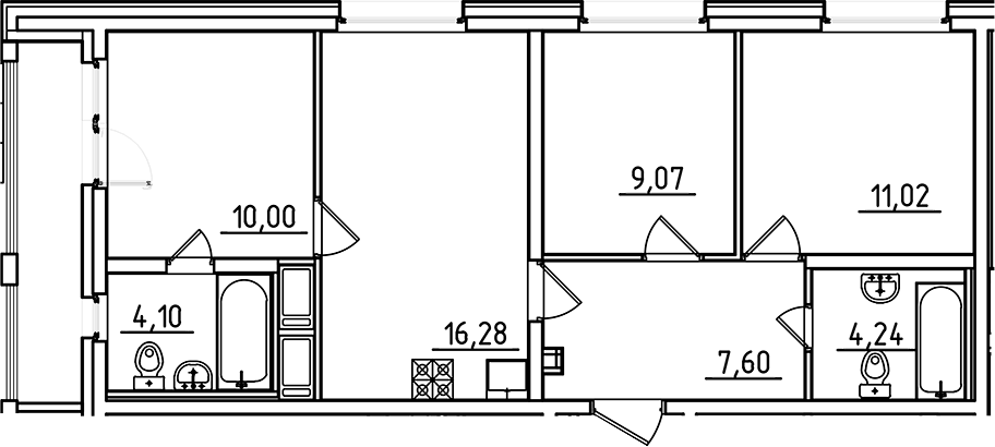 Планировка — Старлайт, 4-комн., 62 м²