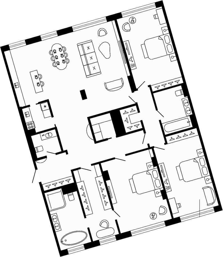 Планировка — 17/33, 4-комн., 231 м²