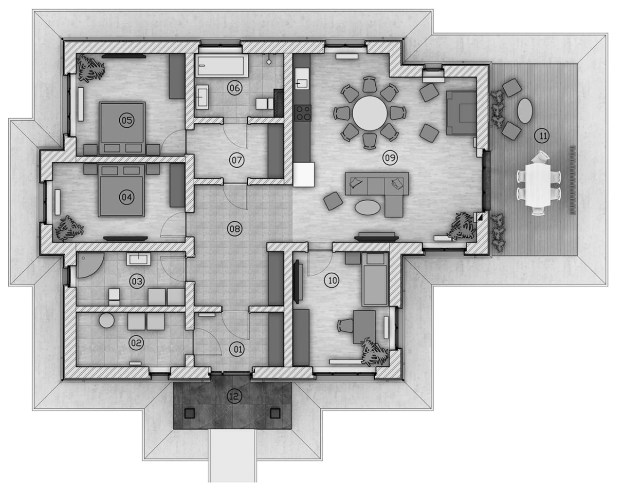 Планировка — Коттеджный поселок Новая Романовка, 3-комн., 143 м²