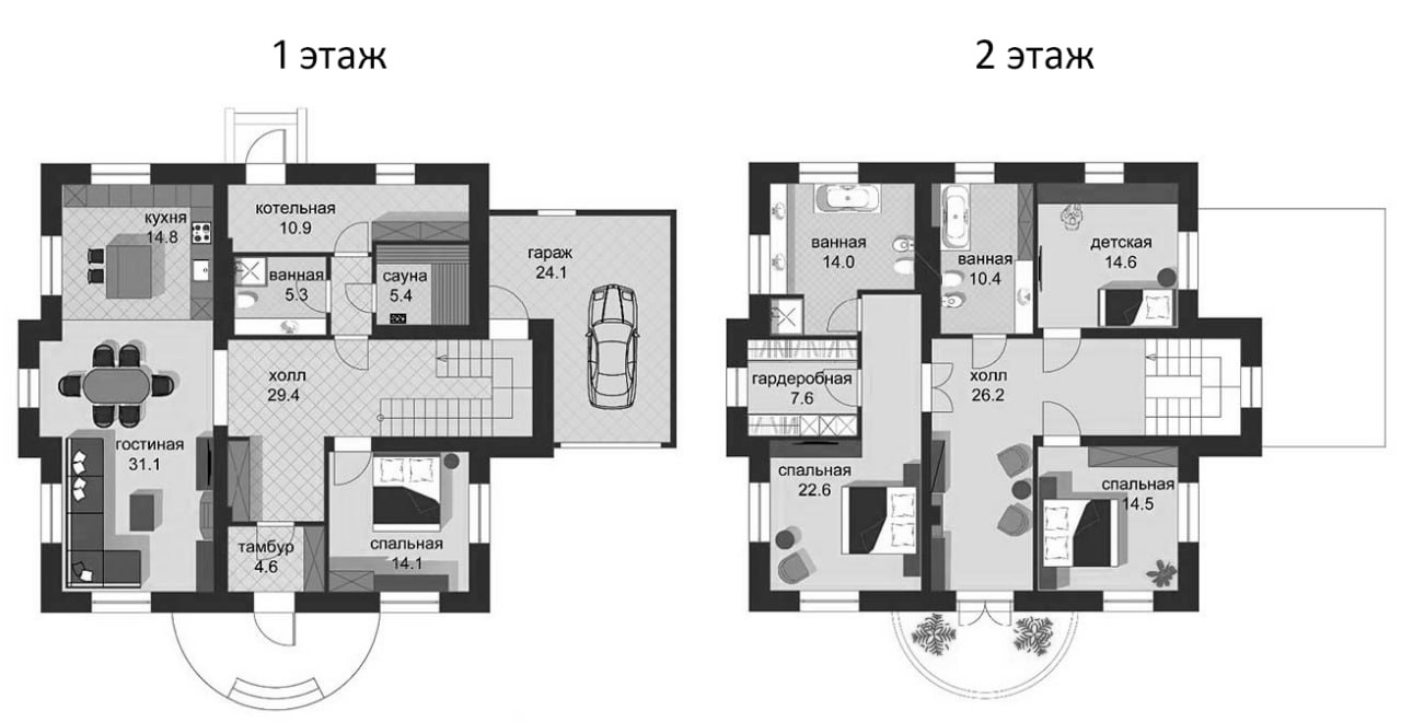 Планировка — Коттеджный поселок Новая Романовка, 4-комн., 278 м²