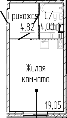 Планировка — SERTOLOVO PARK, Студия, 28 м²