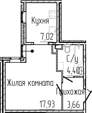Планировка — SERTOLOVO PARK, Студия, 33 м²