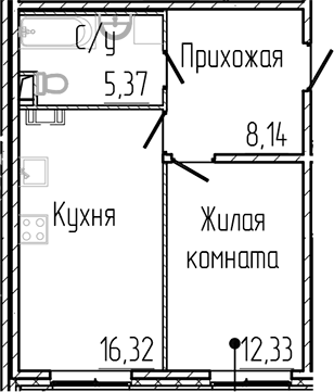 Планировка — SERTOLOVO PARK, 2-комн., 42 м²