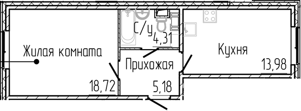 Планировка — SERTOLOVO PARK, 1-комн., 42 м²
