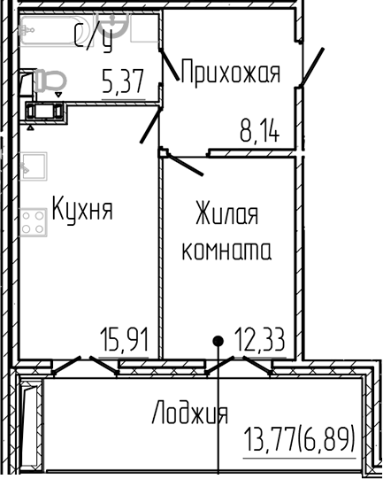 Планировка — SERTOLOVO PARK, 2-комн., 42 м²
