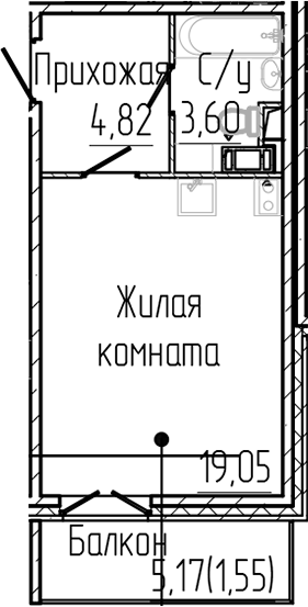 Планировка — SERTOLOVO PARK, Студия, 27 м²