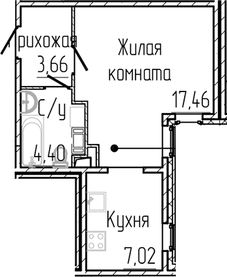 Планировка — SERTOLOVO PARK, Студия, 33 м²