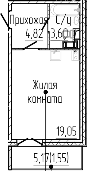Планировка — SERTOLOVO PARK, Студия, 27 м²