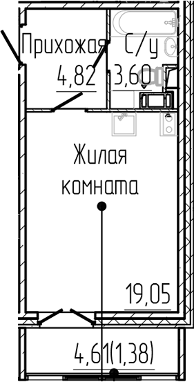 Планировка — SERTOLOVO PARK, Студия, 27 м²