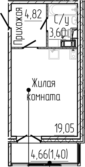 Планировка — SERTOLOVO PARK, Студия, 27 м²