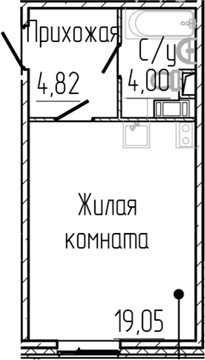 Планировка — SERTOLOVO PARK, Студия, 28 м²