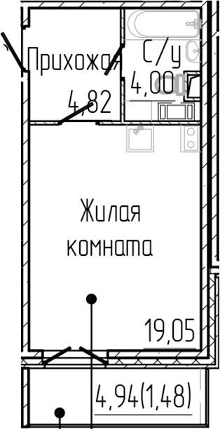 Планировка — SERTOLOVO PARK, Студия, 28 м²