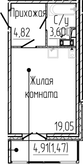 Планировка — SERTOLOVO PARK, Студия, 27 м²