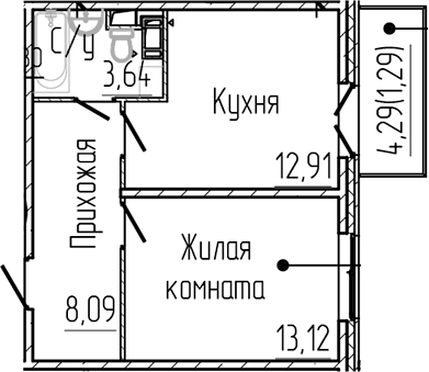 Планировка — SERTOLOVO PARK, 1-комн., 38 м²