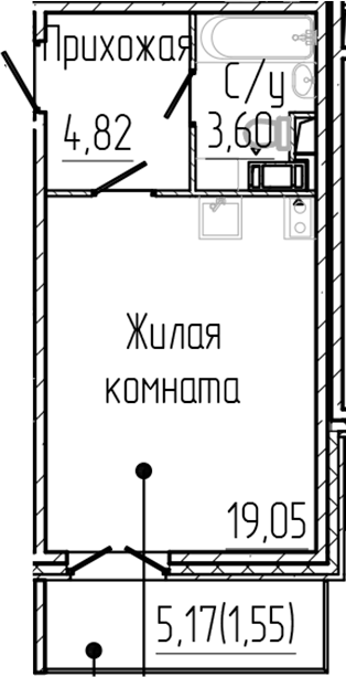 Планировка — SERTOLOVO PARK, Студия, 27 м²