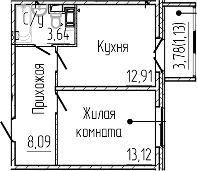Планировка — SERTOLOVO PARK, 1-комн., 38 м²