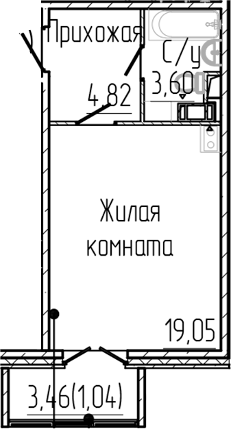 Планировка — SERTOLOVO PARK, Студия, 27 м²