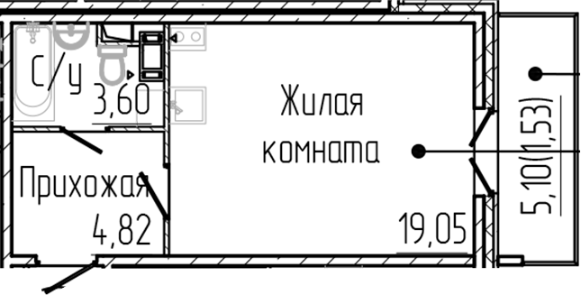Планировка — SERTOLOVO PARK, Студия, 27 м²